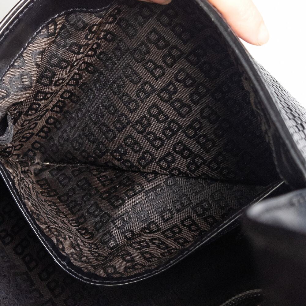 Bally Woven Leather Shoulder Bag Black Structured Minimalist Quiet Luxury - Picture 12 of 12